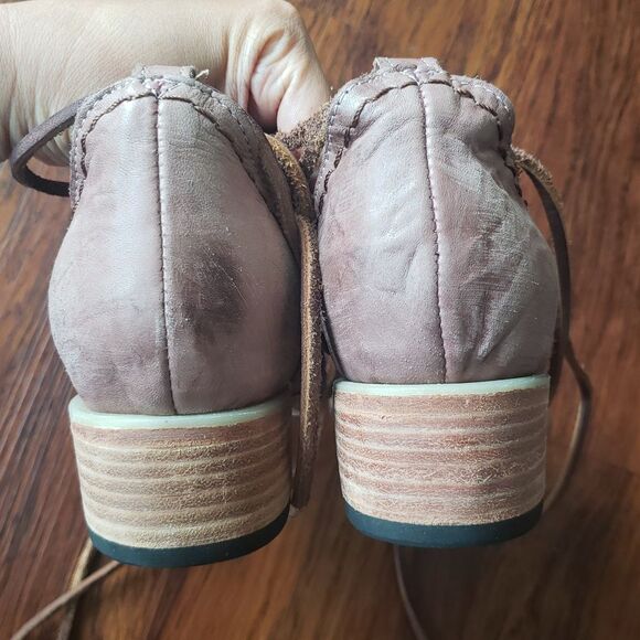 Freebird By Steven Rose Purple Peace Lace Up Leather Chic Fairy Edgy Boho Size 8 - Picture 6 of 8